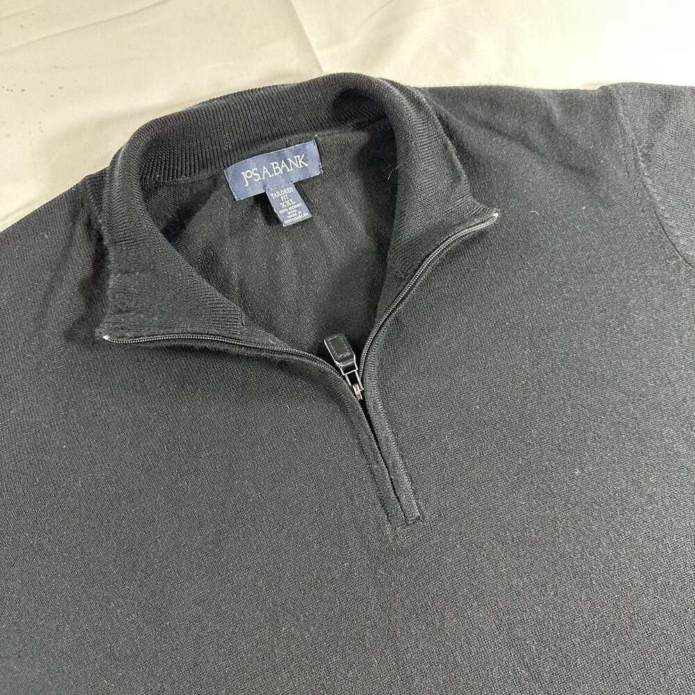 Jos. A. Bank Tailored Fit 100% Merino Wool Quarter-Zip Sweater, Black, Men's XXL